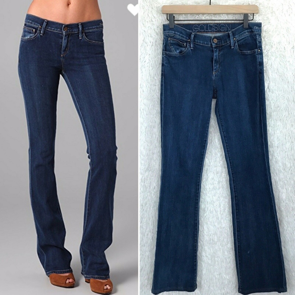 Goldsign Women's Boot Cut Jeans in Dark Indigo
